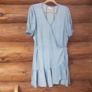 LC Lauren Conrad Light Blue Chambray Coastal Cowgirl Western Dress Size Large